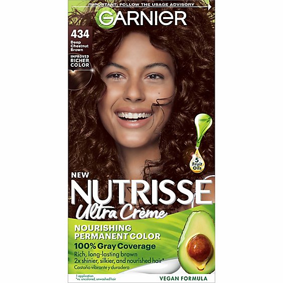 Garnier Nutrisse 434 Deep Chestnut Brown Chocolate Nourishing Hair Color  Creme Kit - Each - Safeway