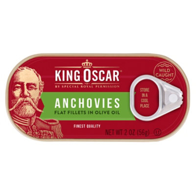 King Oscar Anchovies Flat Fillets in Olive Oil Omega-3 - 2 Oz