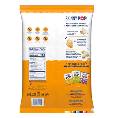 SkinnyPop Dairy Free White Cheddar Popcorn Grocery Size Bag - 4.4 Oz - Image 6