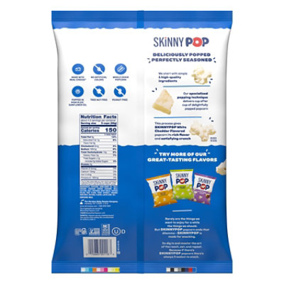 SkinnyPop Dairy Free White Cheddar Popcorn Grocery Size Bag - 4.4 Oz - Image 3
