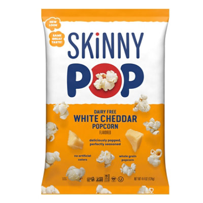 SkinnyPop Dairy Free White Cheddar Popcorn Grocery Size Bag - 4.4 Oz ...