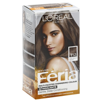 LOreal Feria Cool Medium Brown Moonlit Tortoise T53 - Each