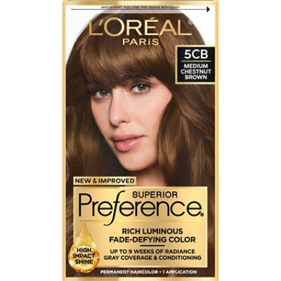 L'Oreal Paris Superior Preference Permanent Hair Color 5CB Medium Chestnut Brown Kit - Each - Image 1