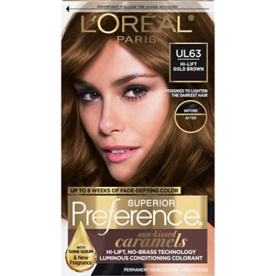 L'Oreal Paris Superior Preference Permanent Hair Color UL63 Hi Lift Gold Brown Kit - Each - Image 1