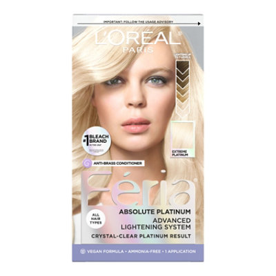 L'Oreal Paris Feria Lightening System with Anti-Brass Conditioner Extreme Platinum Kit - Each - Image 1