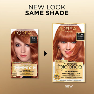 L'Oreal Paris Superior Preference Fade-Defying Permanent Hair Color 7LA Lightest Auburn Kit - Each - Image 3
