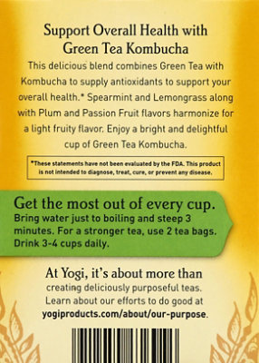 Yogi Herbal Supplement Tea Green Tea Kombucha 16 Count - 1.12 Oz - Image 6