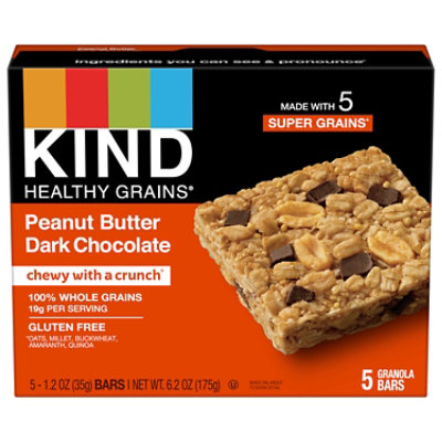 KIND Healthy Grains Energy Bars Peanut Butter Dark Chocolate Gluten Free Snack Bars - 5-1.4 Oz - Image 3