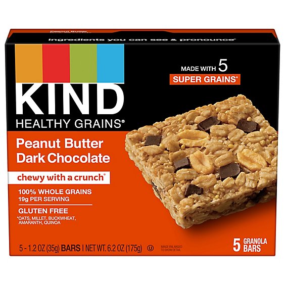 KIND Healthy Grains Granola Bars Peanut Butter Dark Chocolate - 5 Count