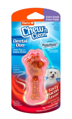 Hartz Chew n Clean Toy + Treat For Dogs Bacon Flavor Extra Small - Each