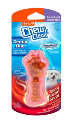 Hartz Chew n Clean Toy + Treat For Dogs Bacon Flavor Extra Small - Each - Image 1