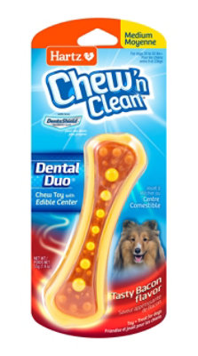 Hartz Chew n Clean Toy + Treat For Dogs Bacon Flavor Medium - Each - Image 1