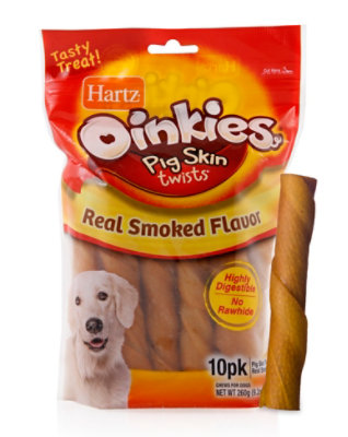 Hartz Oinkies Treats Pig Skin Twists Smoked Bag - 10 Count - Image 2