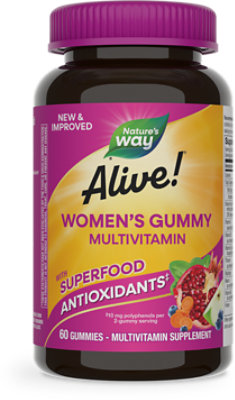 Natures Way Alive! Multi-Vitamin Gummies For Womens 26 Fruits & Vagetables - 60 Count - Image 1