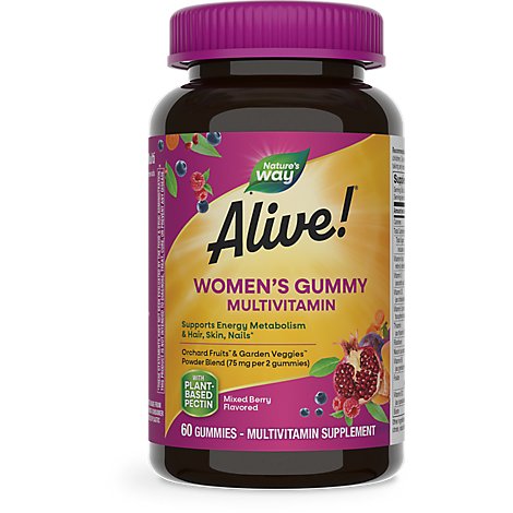 Natures Way Alive! Multi-Vitamin Gummies For Womens 26 Fruits & Vagetables - 60 Count