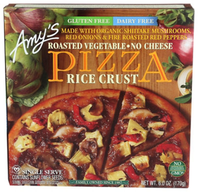Amys Pizza Rice Crust Roasted Vegetable Single Serve Frozen - 6 Oz - Image 1