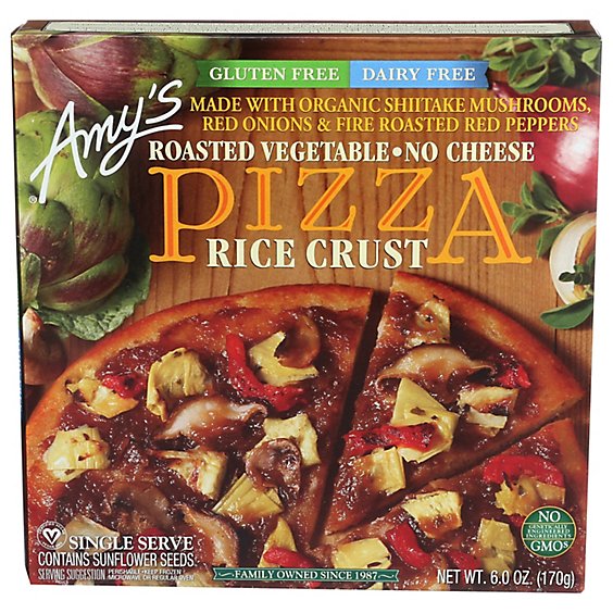 Amys Pizza Rice Crust Roasted Vegetable Single Serve Frozen - 6 Oz