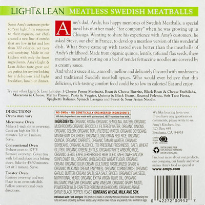 Amys Bowl Swedish Meatless Meatballs - 8 Oz - Image 2