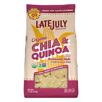 Late July Snacks Tortilla Chips Organic Restaurant Style Chia & Quinoa - 11 Oz - Image 3