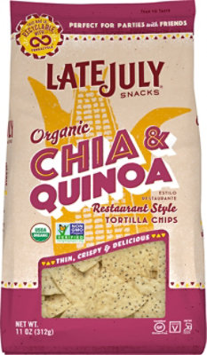 Late July Snacks Tortilla Chips Organic Restaurant Style Chia & Quinoa - 11 Oz - Image 2