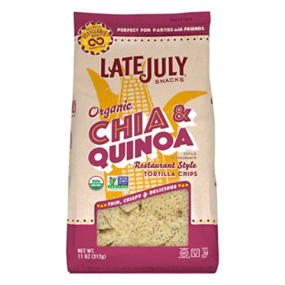 Late July Snacks Tortilla Chips Organic Restaurant Style Chia & Quinoa - 11 Oz