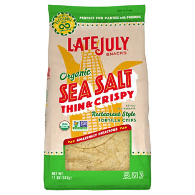 Late July Snacks Tortilla Chips Organic Restaurant Style Sea Salt Thin & Crispy - 11 Oz - Image 1