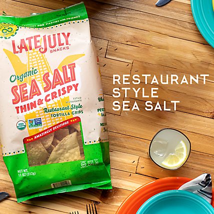 Late July Snacks Tortilla Chips Organic Restaurant Style Sea Salt Thin & Crispy - 11 Oz - Image 6
