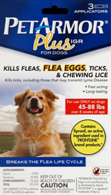 PetArmor Flea Tick Medicine Plus IGR For Dogs 45 88 Lbs Box 3 Count randalls