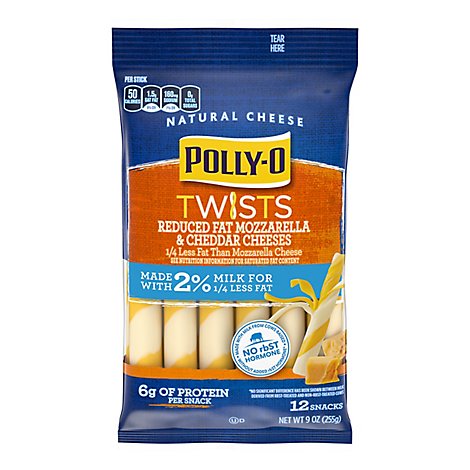 Polly-O Snacks 2% Milk Mozzarella & Cheddar Cheese Twists - 9 Oz