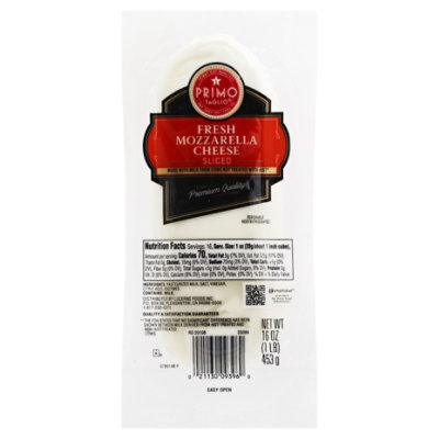 Primo Taglio Cheese Fresh Mozarella Mild & Creamy Sliced - 16 Oz - Image 4