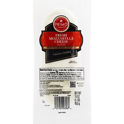 Primo Taglio Cheese Fresh Mozarella Mild & Creamy Sliced - 16 Oz - Image 2