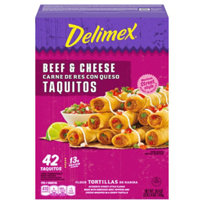 Delimex Beef & Cheese Large Flour Taquitos Frozen Snacks Box - 42 Count - Image 5