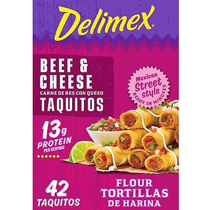 Delimex Beef & Cheese Large Flour Taquitos Frozen Snacks Box - 42 Count - Image 2
