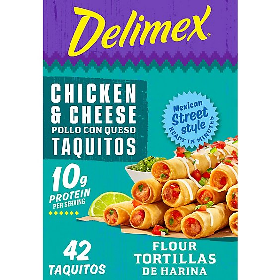 Delimex Chicken & Cheese Large Flour Taquitos Frozen Snacks Box - 42 Count