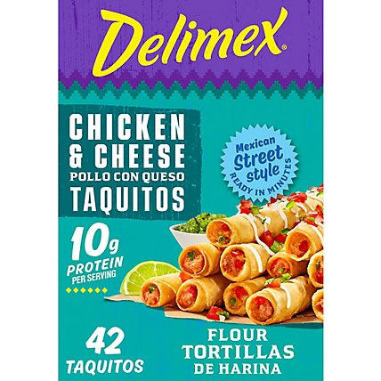 Delimex Chicken & Cheese Large Flour Taquitos Frozen Snacks Box - 42 Count - Image 1