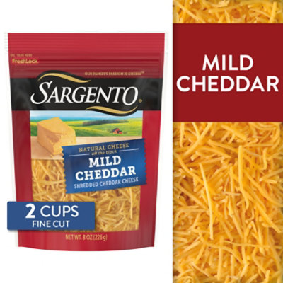 Sargento Off The Block Fine Cut Mild Cheddar Shredded Cheese - 8 Oz