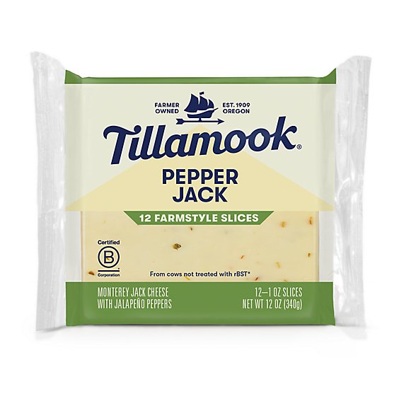 Tillamook Farmstyle Thick Cut Pepper Jack Cheese Slices - 12 Oz