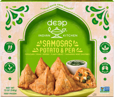 Deep Indian Kitchen Potato & Pea Samosas with Chutney - 12 Oz - Image 1