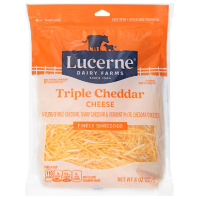 Lucerne Cheese Finely Shredded Triple Cheddar - 8 Oz
