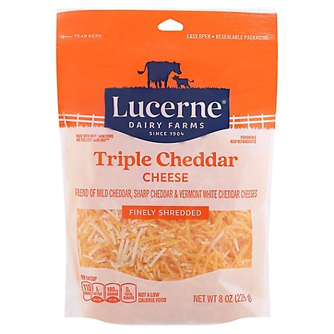 Lucerne Cheese Finely Shredded Triple Cheddar - 8 Oz