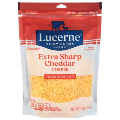 Lucerne Cheese Natural Finely Shredded Extra Sharp Cheddar - 7 Oz