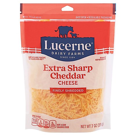 Lucerne Cheese Natural Finely Shredded Extra Sharp Cheddar - 7 Oz
