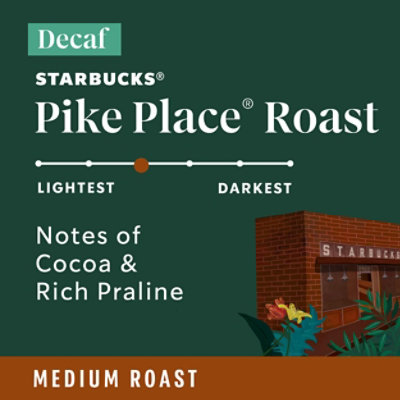 Starbucks Decaf Pike Place Roast 100% Arabica Medium Roast Ground Coffee Bag - 12 Oz - Image 2