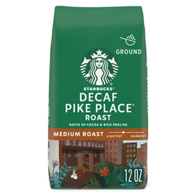 Starbucks Decaf Pike Place Roast 100% Arabica Medium Roast Ground Coffee Bag - 12 Oz - Image 1