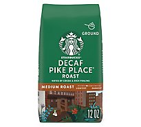 Starbucks Coffee Ground Medium Roast Pike Place Roast Decaf Bag - 12 Oz