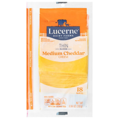 Lucerne Cheese Slices Thin Medium Cheddar - 6.84 Oz - Image 2