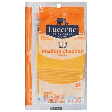 Lucerne Cheese Slices Thin Medium Cheddar - 6.84 Oz - Image 2
