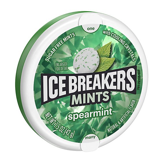 ICE BREAKERS Spearmint Flavored Sugar Free Breath Mints Tin - 1.5 Oz