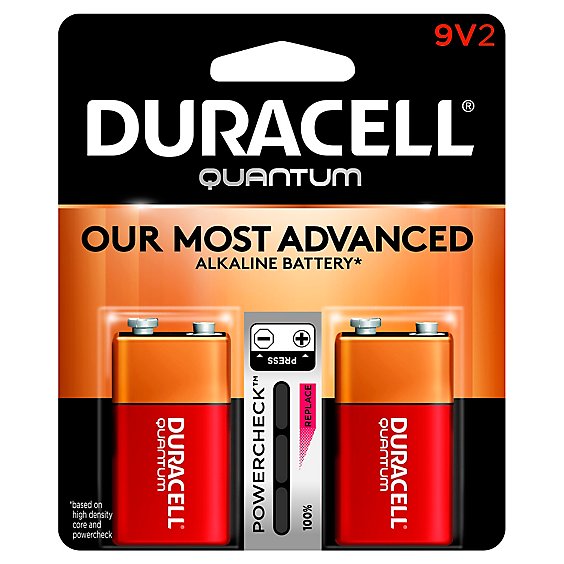 Duracell Quantum Battery Alkaline With Powercheck 9V - 2 Count
