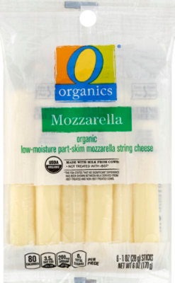 O Organics Organic Cheese String Low-Moisture Mozzarella Part-Skim 6 Count - 6 Oz - Image 2